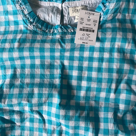 Brand new JCREW sleeveless blouse. Blue gingham - Picture 3 of 6